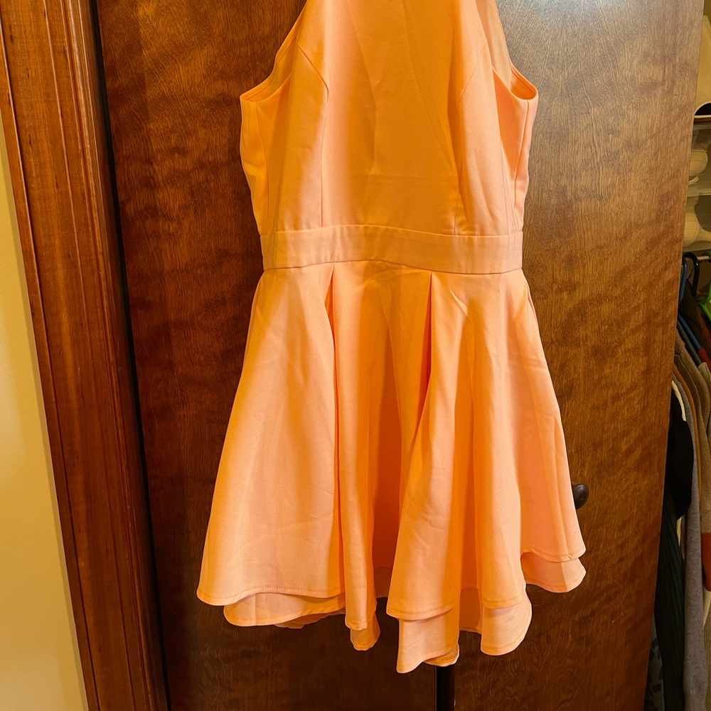 NWT Lulus Dress Rehearsal Peach Skater Dress - Picture 3 of 5
